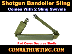 Shotgun Sling 15 Round Shot Shell Bandolier Two Point Sling OD Green 